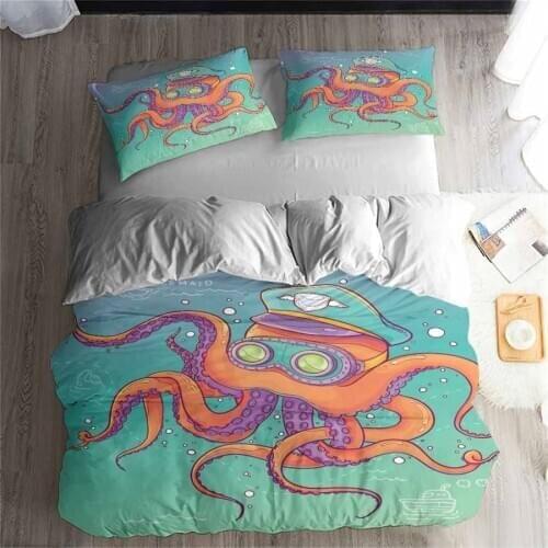HELENGILI 3D Bedding Set octopus Print Duvet cover set lifelike bedclothes with pillowcase bed set home Textiles #2-9
