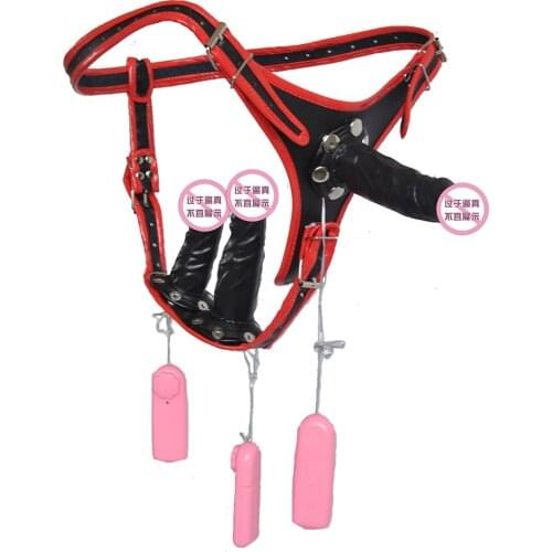 Leather female Chastity belt device PU panties body restraint harness bondage locked panty adult SM sex game toy for women men