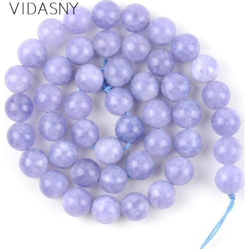 Natural Gem Angelite Stone Round Loose Beads For Jewelry Making 4mm-12mm Spacer Beads Diy Bracelet Accessories 15inch Wholesale
