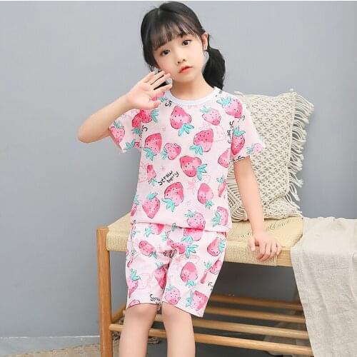 Teen Girls Summer Short Sleeve Print Kids Clothing Children Clothes Suits Baby Wears Boys Outfits for 2-11 Years Kids Pajamas