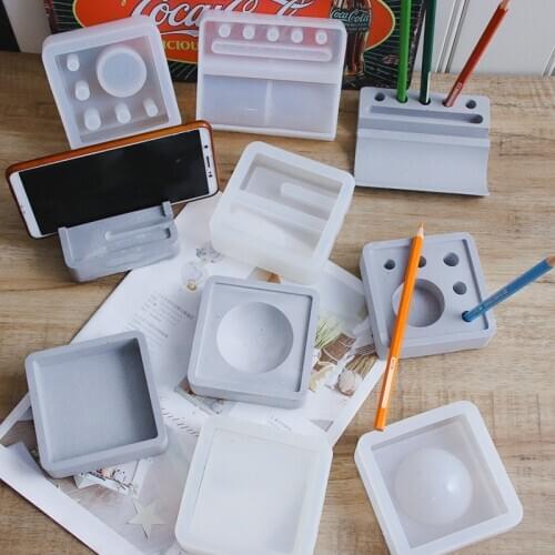 Multifunctional Concrete tray mould Pen insert mold phone holder molds Silicone Storage Box molds