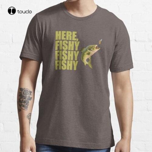 New Fishing Angling Funny - Here Fishy Fishy Fishy T-Shirt Cotton Tee Shirt S-5XL