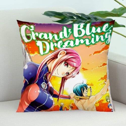 New Arrival GRAND BLUE Pillow Cover Bedroom Home Office Decorative Pillowcase Square Zipper Pillow Cases Satin Soft