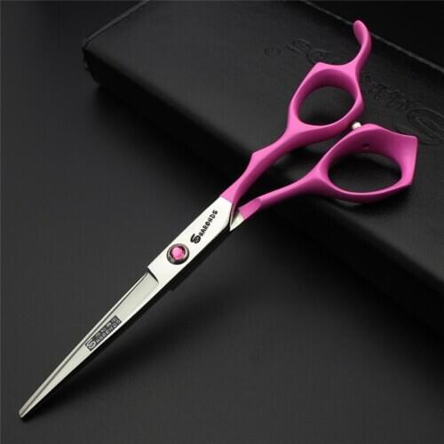 Scissors 6.0 inch barber scissors and thinning scissors salon professional stainless steel wear-resistant scissors set pink