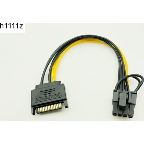 Single SATA 15pin to 8pin(6+2) Powr Adapter Cable 20cm PCI-E SATA Power Supply Cable 15-pin to 8 pin cable for BTC Miner Mining