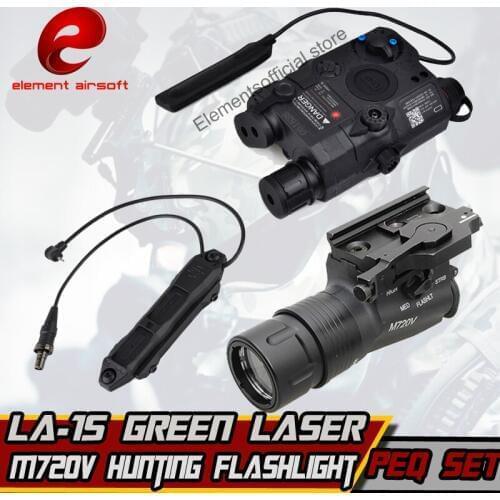 Element M720V Hunting Flashlight LA-15 Green Laser PEQ Augmented Pressure Mount Double Control Switch tactical Weapon Lights