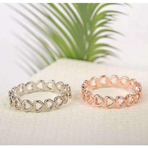 Gold Silver Color Hollowed-out Heart Shape Open Ring Design Cute Fashion Love Jewelry for Women Girl Child Gifts Adjustable