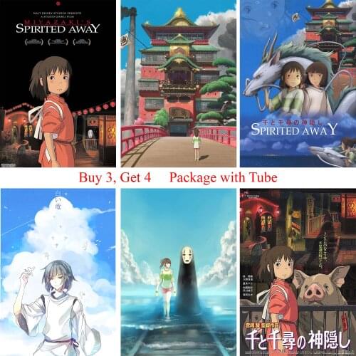 Hayao Miyazaki Posters Spirited Away High Definition Livingroom Home Decoration White Coated Paper Prints