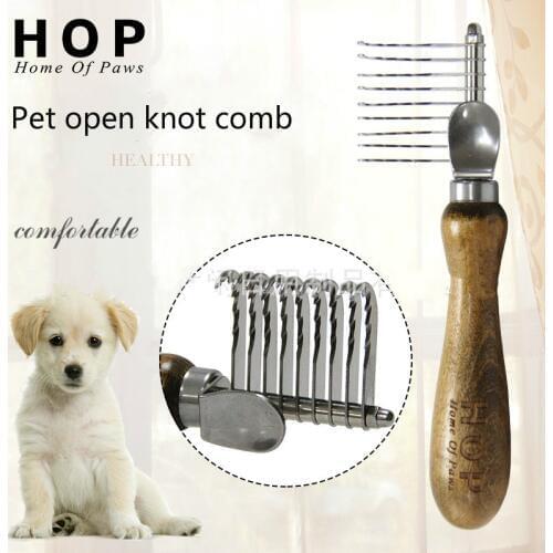 Pet comb wooden handle pet knot opener teddy dog cat hair grooming tool