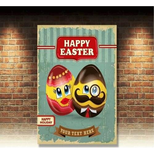 Retro Metal Tin Signs Happy Easter Vintage Donuts Plate Art Wall Decor Poster