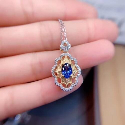 Sapphire Pendant Natural And Real Sapphire Necklace 925 sterling silver Fine jewelry Sapphire Pendant