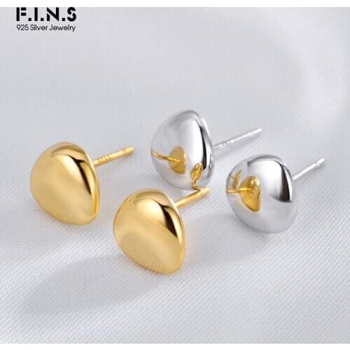 F.I.N.S Minimalist Fine Jewelry S925 Silver Earrings Glossy Sterling Silver Stud Earrings Geometry Small Korea Fashion Earrings