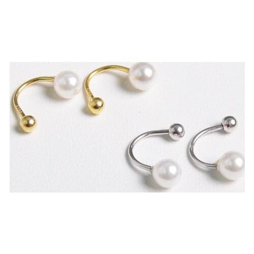 925 Sterling Silver Earring Simple Earl C-Shaped U-Shaped Bow Half Circle Screw Ear Ring Cute Sweet Ear Bone Nail Girl Ear Jewel
