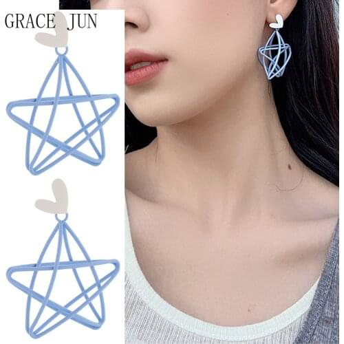 GRACE JUN Korea Style Clip on Earrings No Pierced for Women Girl Hot Sale Five-Pointed Star Cuff Earring Fake Piercing Ear Clip