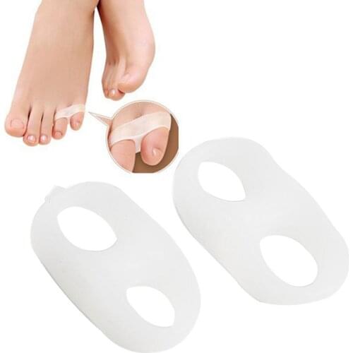 Silicone Toes Separator 1Pair Bunion Bone Ectropion Adjuster Toes Outer Appliance Foot Care Tools 2 Holes Feet Bunion Corrector