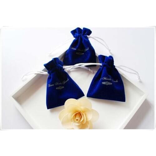 Customized Logo blue velvet pouch Customized size color velvet Gift Bags Jewellry Package Pouch