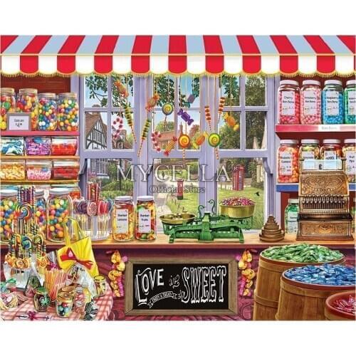 Sweet Shoppe 5d Diy Diamond Painting Cross Stitch Diamond Embroidery Pattern Rhinestone Mosaic Cartoon Posters Home Decor
