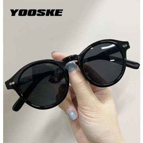 YOOSKE Vintage Sunglasses 2021 Women Retro Brand Designer Small Round Sun Glasses Men Shades Eyewear UV400