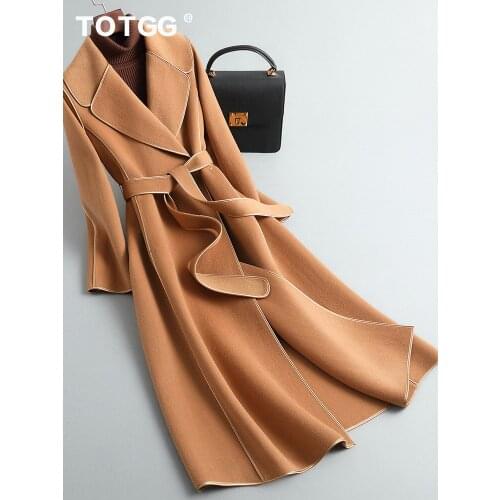 Double sided cashmere coat womens medium long autumn and winter 2021 New Lace Up Korean knee Hepburn tweed coat