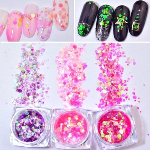 1x Pot 2g Mix Size Silver-Based Colorful Round Flat Sequins Paillettes Nail Art Glitter Nail Glitter Powder ZP