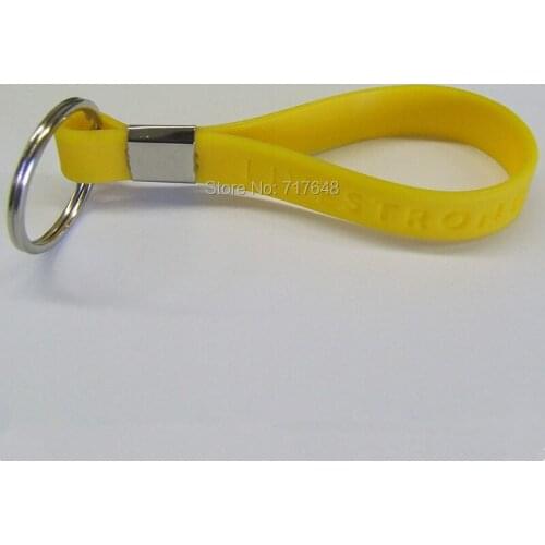 100pcs Keyring Live Strong Keychain Portable wristband silicone bracelets free shipping by epacket A