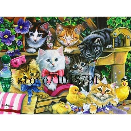 3d Diamond Embroidery Cats Needlework Diamond Mosaic Cross Stitch Sewing Knitting Needles Pictures Of Rhinestones Home Decor