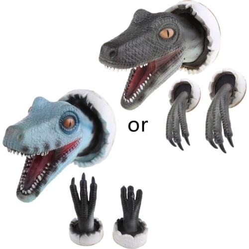 3D Dinosaur Simulation Ornaments Velociraptor Set Resin Wall Stickers Atmosphere Decoration Props Suitable for Party