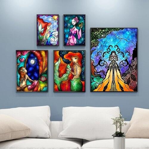 2021 Full Diamond Painting Disney 5D DIY "stained Glass Fairy Princess" Art Mosaic Embroidery Rhinestone Decorative Painting