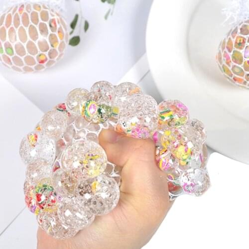 6cm Cute Fruit Soft Grape Ball Stretchy Mesh Balls Decompression Toys Children Adults Hand Fidget Toy Relieve Stress Child Gift