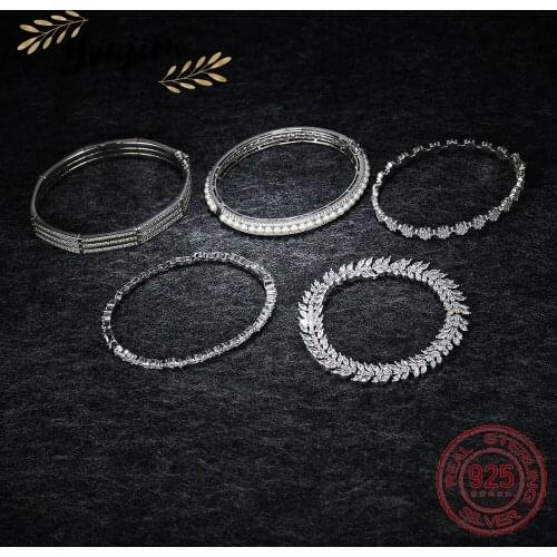 New Womens Wheat Ear 925 Silver Zircon Bracelet Luxury Fashion Monaco Exquisite Jewelry Gift