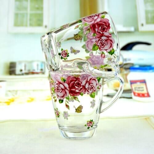 1PC 10x8cm Capacity 320ml Milk cup wine cup tea cup withstand 120 ℃ heat glass cup