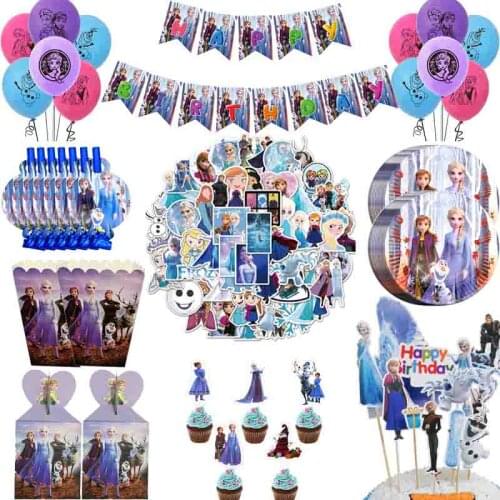 Disney Frozen Princess Snow Queen Theme Birthday Party Decorations Girl Baby Shower Supplies Decor Kids Birthday Tableware Set