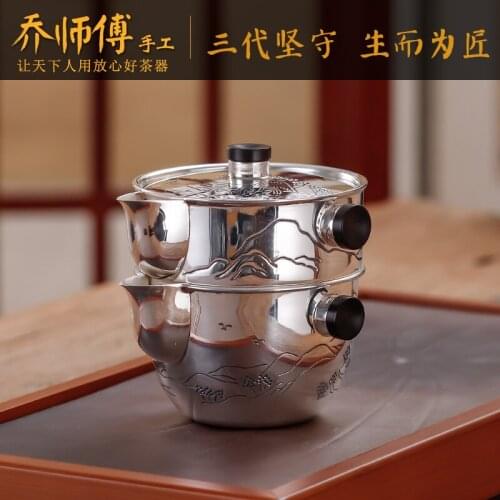 Joe teacher manual fine silver tea set sterling silver 999 fair teapot cup tea household crack cup of tea
