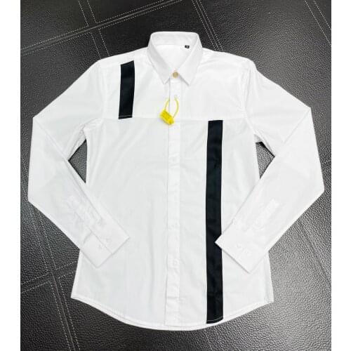 Brand Design Men Shirt Top quality Cotton Shirts For Men Patchwok Long Sleeve Slim Business male Dress Shirts Plus size M-3XL