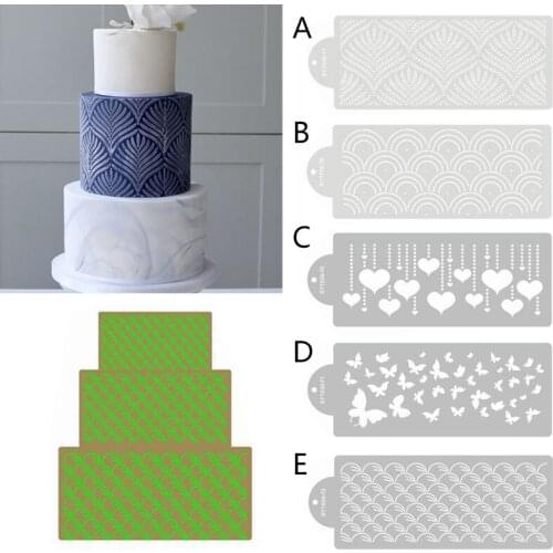 5 Model Hollow Flower Snowflake Spray Cake Mold Vintage Pattern Cake Surface Cake Stencil Spray Cookie Stencils Decoration