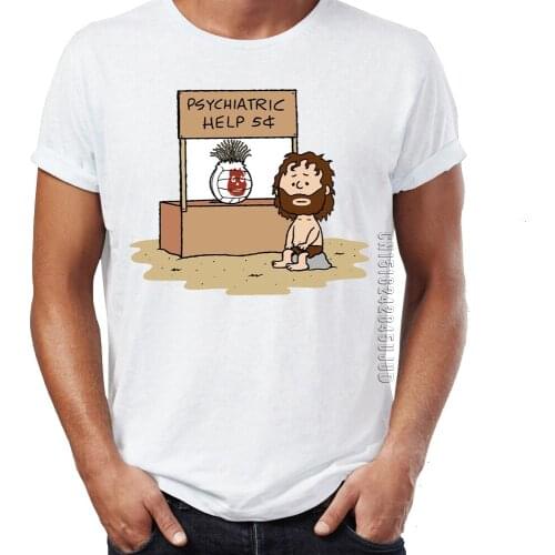Mens T Shirt Psychiatric Help By The Volleyball Cast Away Funny Artwork T-shirts Homme Graphic Tops & Tees O-Neck