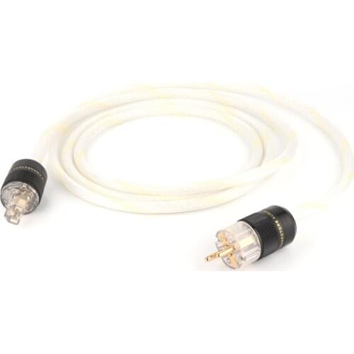 Hifi audio 8AG OCC silver plated EU version power cable hi-end schuko AC power cord with gold plated EU power plug connctor