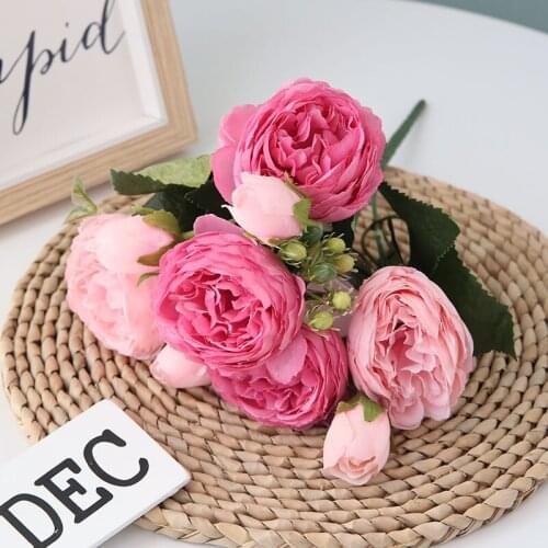 Korean style small handle 5 philips roses high-end artificial flowers fake flowers party decoration roses wedding dried flowers