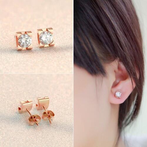 Classic Truelove Series Small Squares Cubic Zircon Setting Women Wedding Stud Earrings / Fashion Love Stud Earrings Cheap
