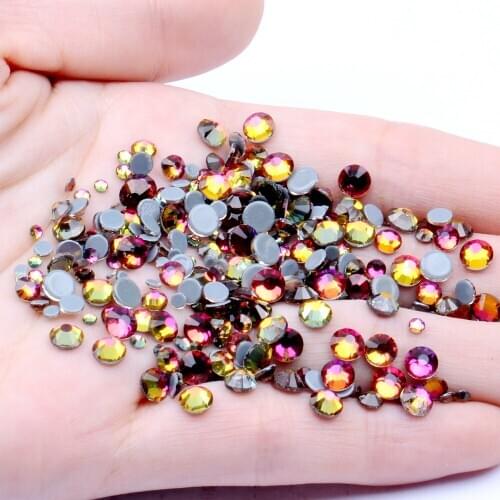 Red Rainbow Color Hot Fix Glass Rhinestones Glue Backing Iron On Strass Diamond Perfect Clothes Shoes Nail Art Decorations