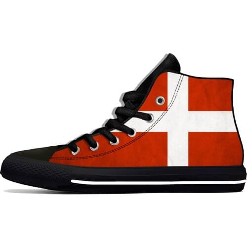 Hot Denmark Danish Kingdom Flag Patriotic Fashion Casual Cloth Shoes High Top Lightweight Breathable 3D Print Men Women Sneakers