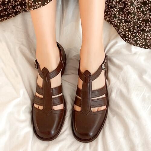 LAIGZEM Summer Women Sandals Genuine Leather Low Chunky Heels Sandals Comfortable Shoes Woman Sandalias Verano Big Size 33 4143