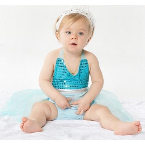 Top Selling Newborn Baby Princess Girl Elza Summer Halter Lace Mesh Tutu Dresses Baby Girl Cute Party Ball Gown Mini Dress