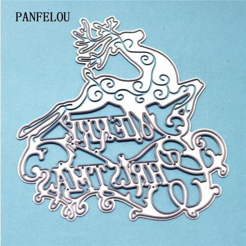 PANFELOU Metal craft Merry Easter deer paper die cutting dies for Scrapbooking/DIY Easter wedding Halloween cards