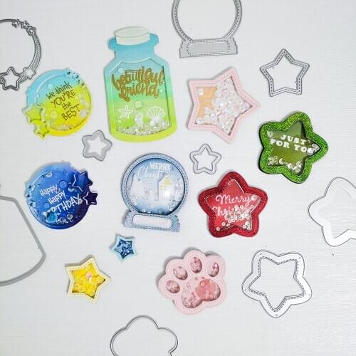 Pentagram Bottle Air Ball Star Craft Metal Cutting Dies for DIY Scrapbook Paper Cards Embossed Decorative