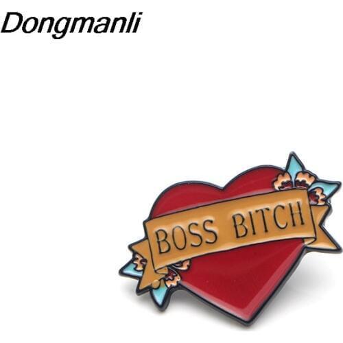 P2993 Dongmanli Boss Bitch Metal Funny Enamel Pins and Brooches for Women Men Lapel pin backpack bags badge pin Party jewelry