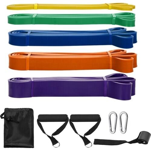 11pcs Resistance Bands Set Workout Fintess Exercise Loop Bands Pull Up Band Door Anchor Cushioned Handles Hooks with Carry Bags