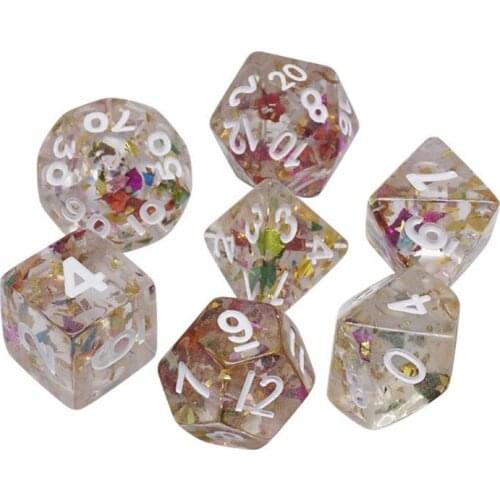 7pcs Transparent Multicolored Polyhedral Dice Set TRPG DND Table Game Dice 094C
