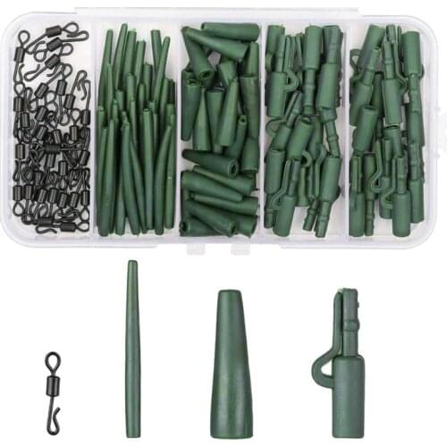 Fishing Tackle Kit Fishing Accessories Set Lead Clip Anti Tangle Sleeve Tail Rubber Quick Change Swivel Kit with Box
