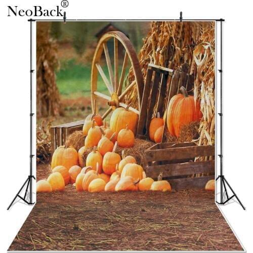 NeoBack Halloween Pumpkin Blowout Sale Photo background Children Kids Wheel Straw Holiday Scene Studio Portrait Photo Backdrops
